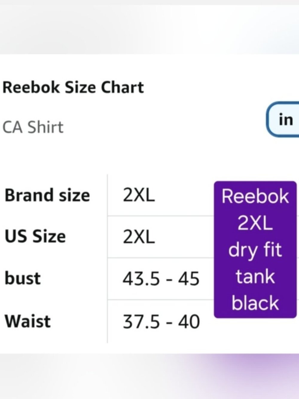 Reebok dry fit tank size 2XL - NWT - Picture 3 of 16